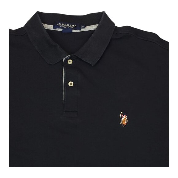 U.S. Polo Assn. Luxury Feel Polo Shirt 2XL Black Cotton Mens Top - Picture 2 of 7